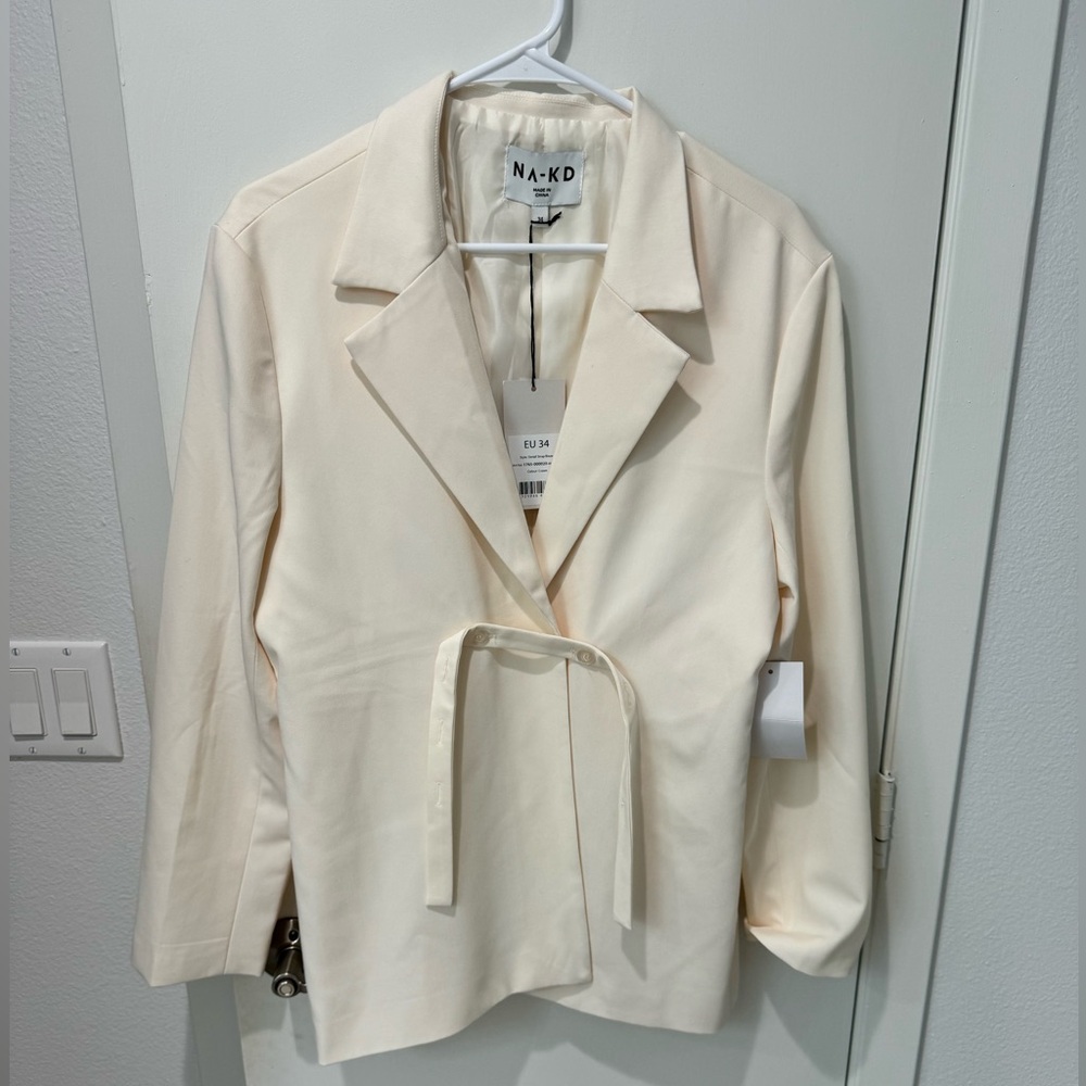 NWT NA-KD x Elin Warnqvist Strap Detail Blazer in Off-White